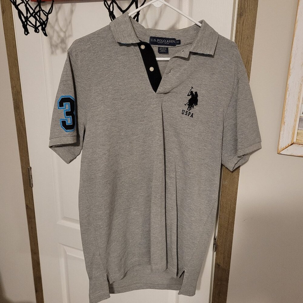 US Polo, Gray polo, mens size medium, #3 patch